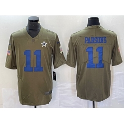 Men Dallas Cowboys 11 Micah Parsons Olive 2017 Salute To Service Limited Stitched Football Jersey