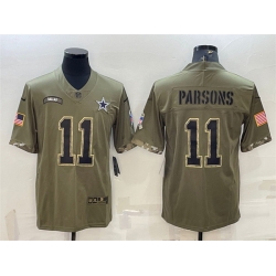 Men Dallas Cowboys 11 Micah Parsons Olive 2022 Salute To Service Limited Stitched Jersey