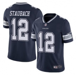 Men Dallas Cowboys 12 Roger Staubach Navy Blue Vapor Untouchable Limited Stitched Football Jersey