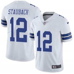 Men Dallas Cowboys 12 Roger Staubach White Vapor Untouchable Limited Stitched Football Jersey