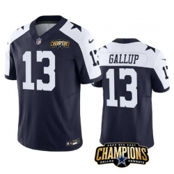 Men Dallas Cowboys 13 Michael Gallup Navy White 2023 F U S E  NFC East Champions Patch Stitched Football Jersey