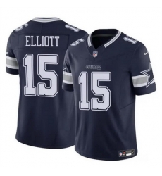 Men Dallas Cowboys 15 Ezekiel Elliott Navy 2023 F U S E Vapor Untouchable Limited Stitched Football Jersey