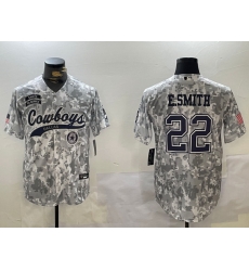 Men Dallas Cowboys 22 Emmitt Smith 2024 Arctic Camo Salute To Service Stitched Baseball Jersey 3