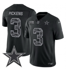 Men Dallas Cowboys  3 George pickens Black F U S E  2026 Salute to Service Limited Stitched Football Jersey