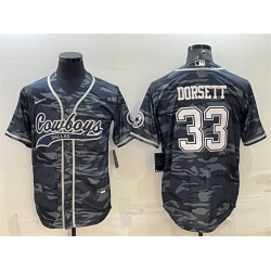 Men Dallas Cowboys 33 Tony Dorsett Grey Camo With Patch Cool Base Stitched Baseball Jersey