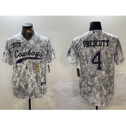 Men Dallas Cowboys 4 Dak Prescott 2024 Arctic Camo Salute To Service Stitched Baseball Jersey 2