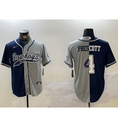 Men Dallas Cowboys 4 grey Team With Patch Cool Base Stitched Baseball Jersey 8