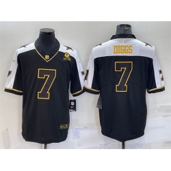 Men Dallas Cowboys 7 Trevon Diggs Black Gold Thanksgiving With Patch Stitched Jersey