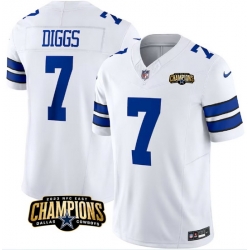 Men Dallas Cowboys 7 Trevon Diggs White 2023 F U S E  NFC East Champions Patch Stitched Football Jersey