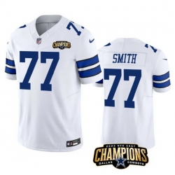 Men Dallas Cowboys 77 Tyron Smith White 2023 F U S E  NFC East Champions Patch Stitched Football Jersey