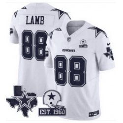 Men Dallas Cowboys 88 CeeDee Lamb 2024 White F U S E  With Established In 1960 Patch Stitched Football Jersey