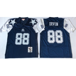 Men Dallas Cowboys 88 Michael Irvin Navy Thanksgiving M&N Throwback Jersey