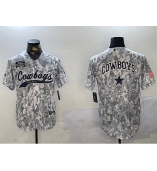 Men Dallas Cowboys Team Big Logo 2024 Arctic Camo Salute To Service Stitched Baseball Jersey