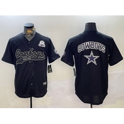 Men Dallas Cowboys Team Big Logo Black With Patch Cool Base Stitched Baseball Jersey 8