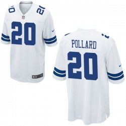 Men Nike Cowboys #20 Tony Pollard White Game Stitched NFL Jersey