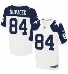 Men Nike Cowboys #84 Jay Novacek White Throwback Alternate NFL Elite Jersey
