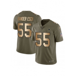 Men Vander Esch Dallas Cowboys Limited Olive 2017 Salute To Service Jersey  Gold