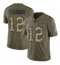 Mens Nike Dallas Cowboys 12 Roger Staubach Limited OliveCamo 2017 Salute to Service NFL Jersey