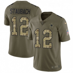 Mens Nike Dallas Cowboys 12 Roger Staubach Limited OliveCamo 2017 Salute to Service NFL Jersey