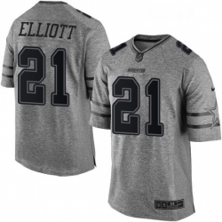 Mens Nike Dallas Cowboys 21 Ezekiel Elliott Limited Gray Gridiron NFL Jersey