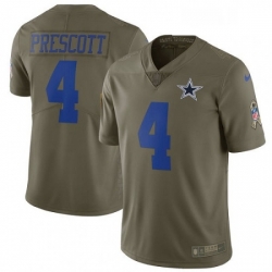 Mens Nike Dallas Cowboys 4 Dak Prescott Limited Olive 2017 Salute to Service NFL Jersey