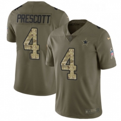 Mens Nike Dallas Cowboys 4 Dak Prescott Limited OliveCamo 2017 Salute to Service NFL Jersey