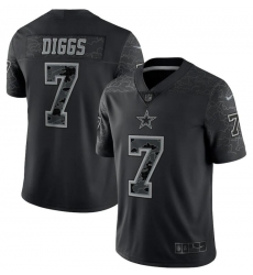 Men's Nike Dallas Cowboys Trevon Diggs #7 Black RFLCTV Limited Jersey