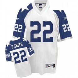 Mens Reebok Dallas Cowboys 22 Emmitt Smith Authentic White Thanksgiving Throwback NFL Jersey