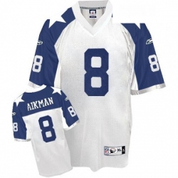 Mens Reebok Dallas Cowboys 8 Troy Aikman Authentic White Thanksgiving Throwback NFL Jersey