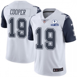 Nike Cowboys 19 Amari Cooper White Men Stitched With Established In 1960 Patch NFL Limited Rush Jersey