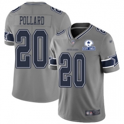 Nike Cowboys 20 Tony Pollard Gray Men Stitched With Established In 1960 Patch NFL Limited Inverted Legend Jersey