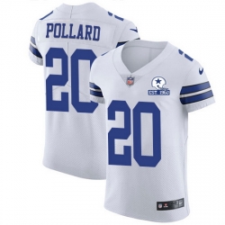 Nike Cowboys 20 Tony Pollard White Men Stitched With Established In 1960 Patch NFL New Elite Jersey