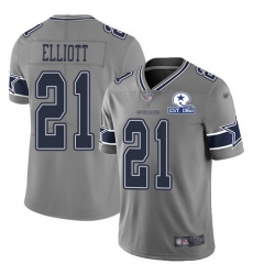 Nike Cowboys 21 Ezekiel Elliott Gray Men Stitched With Established In 1960 Patch NFL Limited Inverted Legend Jersey