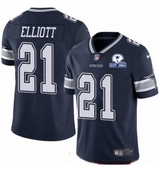 Nike Cowboys 21 Ezekiel Elliott Navy Blue Team Color Men Stitched With Established In 1960 Patch NFL Vapor Untouchable Limited Jersey