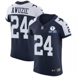 Nike Cowboys 24 Chidobe Awuzie Navy Blue Thanksgiving Men Stitched With Established In 1960 Patch NFL Vapor Untouchable Throwback Elite Jersey