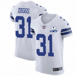 Nike Cowboys 31 Trevon Diggs White Men Stitched With Established In 1960 Patch NFL New Elite Jersey