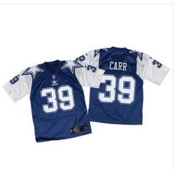 Nike Cowboys #39 Brandon Carr Navy BlueWhite Throwback Mens Stitched NFL Elite Jersey