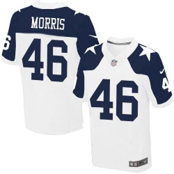 Nike Cowboys #46 Alfred Morris White Thanksgiving Mens Stitched NFL Throwback Elite Jersey