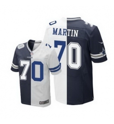 Nike Cowboys #70 Zack Martin Navy Blue White Mens Stitched NFL Elite Split Jersey