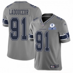 Nike Cowboys 91 L P  Ladouceur Gray Men Stitched With Established In 1960 Patch NFL Limited Inverted Legend Jersey