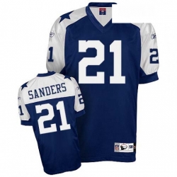 Reebok Dallas Cowboys 21 Deion Sanders Navy Blue Thanksgiving Authentic Throwback NFL Jersey