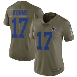 Nike Cowboys #17 Allen Hurns Olive Womens Stitched NFL Limited 2017 Salute to Service Jersey