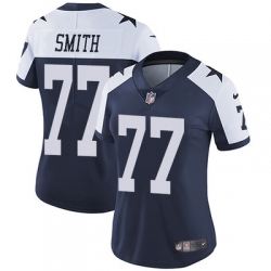 Nike Cowboys #77 Tyron Smith Navy Blue Thanksgiving Womens Stitched NFL Vapor Untouchable Limited Throwback Jersey