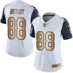 Nike Cowboys #88 Dez Bryant White Womens Stitched NFL Limited Gold Rush Jersey