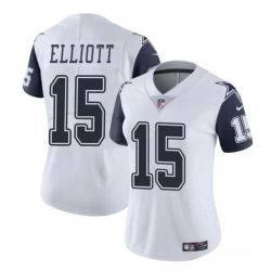 Women Dallas Cowboys 15 Ezekiel Elliott White 2024 Color Rush Limited Stitched Football Jersey