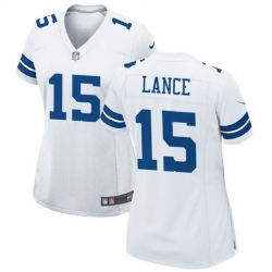 Women Dallas Cowboys 15 Trey Lance White Stitched Football Jersey  Run Small