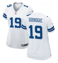 Women Dallas Cowboys 19 Noah Igbinoghene White Stitched Football Jersey  Run Small