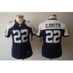 Women Nike Dallas Cowboys 22 E.SMITH Blue[Thanksgiving LIMITED Jersey]