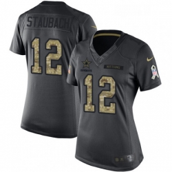 Womens Nike Dallas Cowboys 12 Roger Staubach Limited Black 2016 Salute to Service NFL Jersey