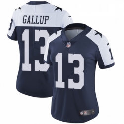 Womens Nike Dallas Cowboys 13 Michael Gallup Navy Blue Throwback Alternate Vapor Untouchable Elite Player NFL Jersey